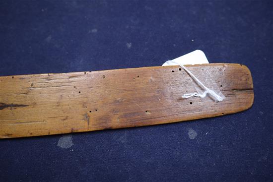 An 18th century treen stay busk dated 1770 and initialled SL length 30cm